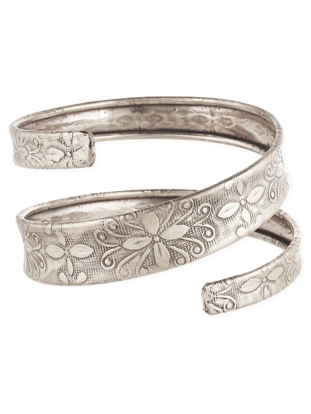 Silver Embossed Spiral Wrap Bracelet